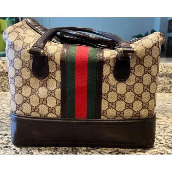 1960' GUCCI ANTIQUE TRAIN CASE LUGGAGE BAG - Picture 1 of 16